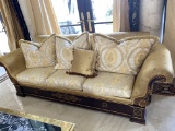 8' Greco-Roman Style Sofa With Wood Base
