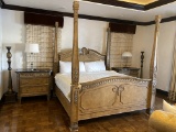 Three-Piece Bedroom Suite Including King Size Bed With Four Posts, Ornate Headboard And Footboard, P