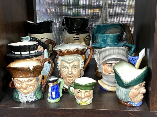 Lot Of Various-Sized Toby Mugs Mostly Medium