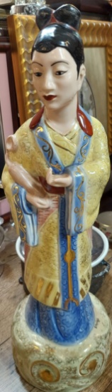 21" Artist Signed Chinese Porcelain Figurine