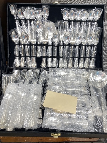Brand New Flatware Set, In Case, Serving For Twelve, Knives, Forks And Spoons, Plus Teaspoons. All I