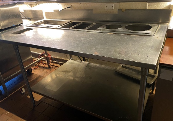 72" Stainless Steel Work Table with 45" Heated Steam Table Built In