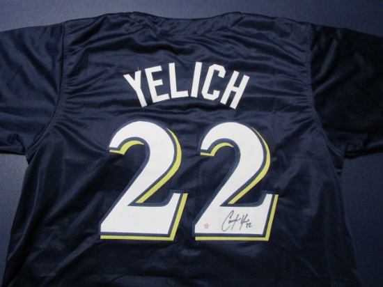 Christian Yelich of the Milwaukee Brewers signed autographed baseball jersey PAAS COA 728