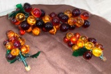 Glass Grapes With Gold Stems