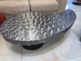 Kidney Shaped Coffee Table Hammered Stainless Steel 60