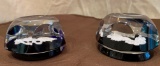 Sapphire Blue Hexagon Shaped Baccarat Paperweights