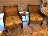 (2) Oversized Rattan Chairs With Matching Cushions