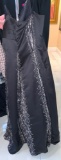 Couture Custom Made Gown With Shawl Chocolate Brown Taffeta With Overlay Black Lace And Crystals. Si