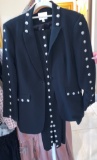 Cinq A Sept Suit Embellished With Large Chrome Balls On Jacket And Pants. Top Size 8, Bottom Size 6.