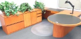 Left Hand Return Executive U-Shaped Desk Set. Lockable Drawers And Cabinets With Keys. Includes Comp