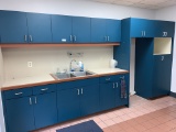 Complete Kitchen Cabinet System With Space For Refrigerator and Microwave. Includes Double Sink