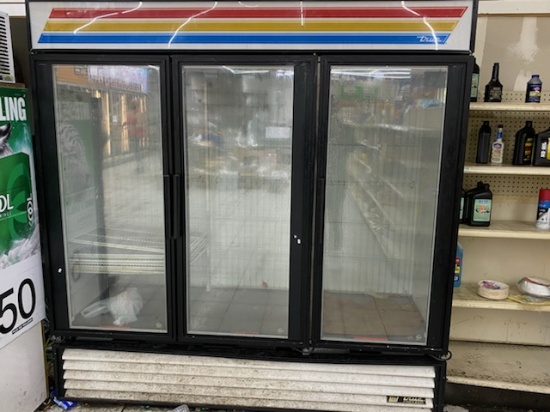 True Three Door Glass Merchandising Freezer (Not Operating)