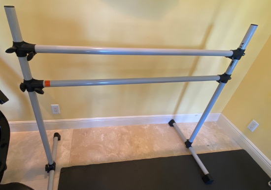 54" Adjustable Ballet Stretching Bar. Comes Complete With Foldable Stand And Two Adjustable Bars