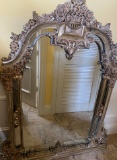 Heavily Carved Wood Framing Wall Mirror