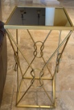 Gold Framed Metal Side Tables With Mirrored Top