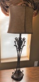 Metal Table Lamp With Suede Leather Shade