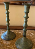 Pair Of Metal Candlesticks With Felted Bottom