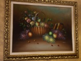 60 x 48 Still Life Original Oil On Canvas In Gold Decorative Frame Artwork Done By Stevens And Signe