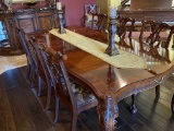 Large Six Person To Ten Person Henredon Formal Dining Table With Six Guest Chairs And Two Ball And C