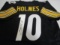 Santonio Holmes of the Pittsburgh Steelers signed autographed football jersey Player Holo Sticker CO