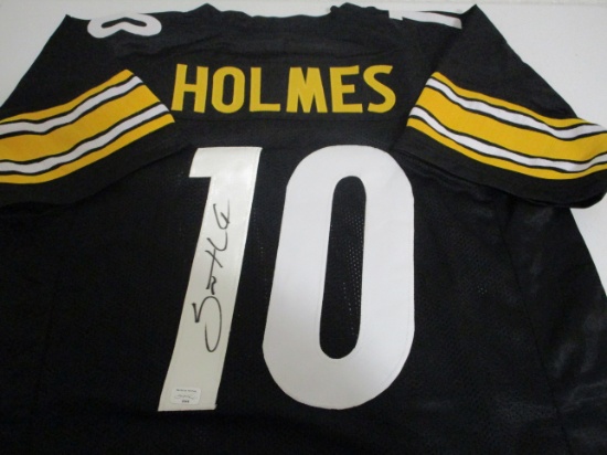 Santonio Holmes of the Pittsburgh Steelers signed autographed football jersey Player Holo Sticker CO