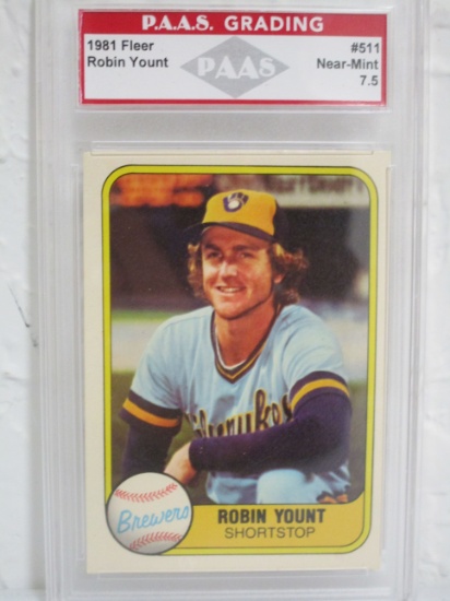 Robin Yount Milwaukee Brewers 1981 Fleer #511 PAAS graded Near Mint 7.5