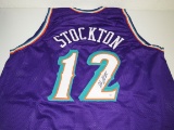 John Stockton of the Utah Jazz signed autographed basketball jersey PAAS COA 232