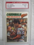 Ted Simmons St Louis Cardinals 1977 Topps Sticker #CLOTH EMC graded NM 8