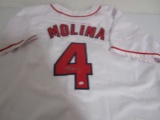 Yadier Molina of the St Louis Cardinals signed autographed baseball jersey PAAS COA 992