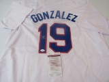 Juan Gonzalez of the Texas Rangers signed autographed baseball jersey JSA COA 295