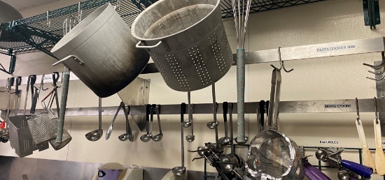 Approximately 100" Wall Mount Stainless Steel Pot Rack