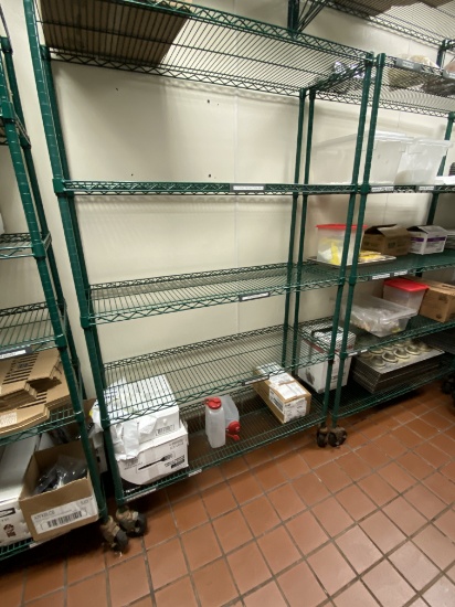 48" Epoxy Coated Metro Shelving System With Five Racks On Casters