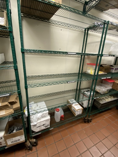 48" Epoxy Coated Metro Shelving System With Five Shells On Casters