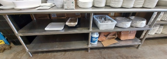 91" S/S Table With Double Undershelf And 5" Side Splash