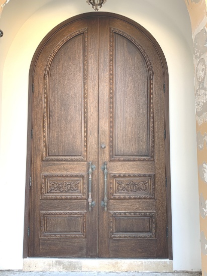 11' x 78" Solid Wood Arched Double Entry Door