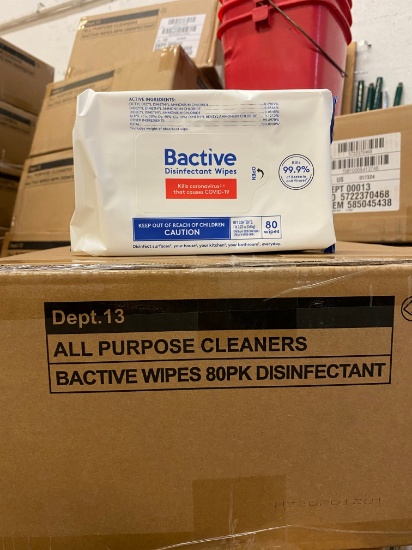 Bactive Disinfectant Wipes (18) Packs of 80 per Case