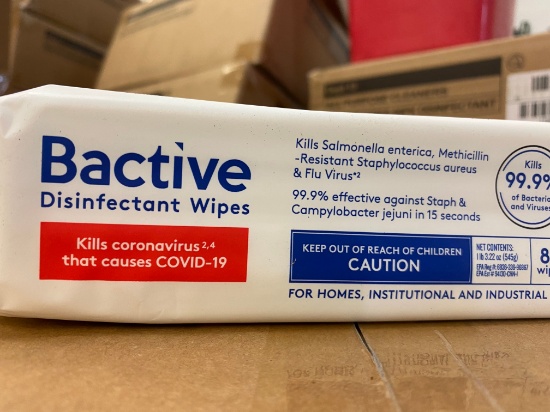 Bactive Disinfectant Wipes (18) Packs of 80 per Case