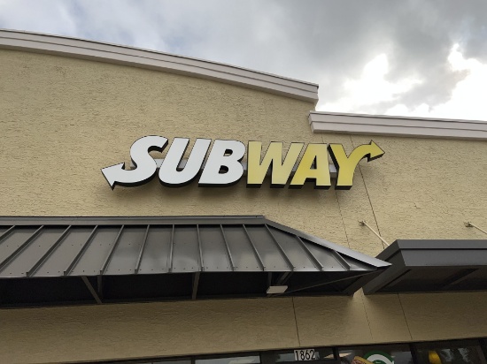Large 6 Ft Hi outdoor Subway Sign On Bldg