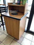 large Wood Trash Receptable with Insert on casters