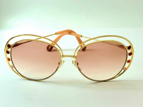 Womens Designer Chloe Gold Trim Sunglasses