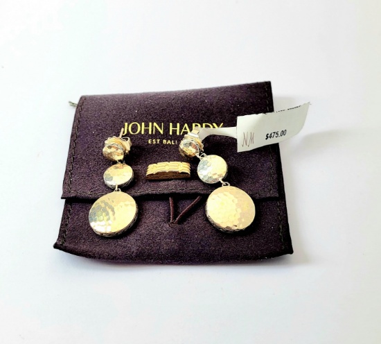 New Designer JOHN HARDY Earrings Silver / 18k Earrings Retail $475.