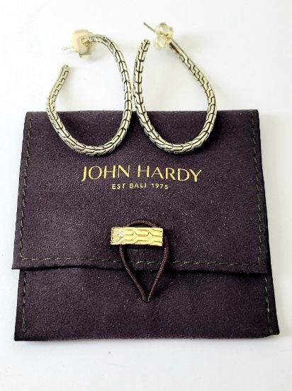 Designer JOHN HARDY Silver / 925 Small Hoop EarringsRetail $595.