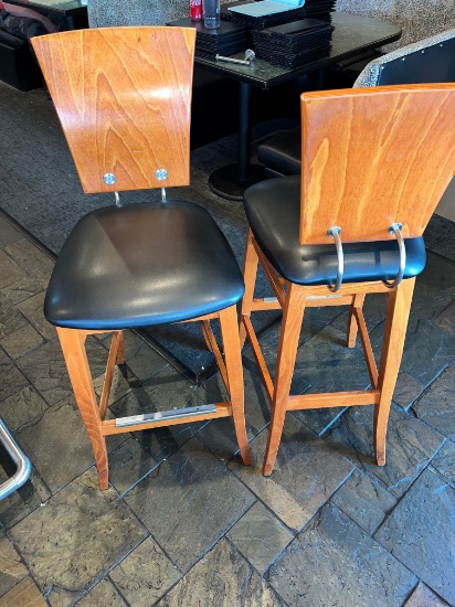 Recently Upholstered In 65 Grade Leather Cushioned Bar Stools