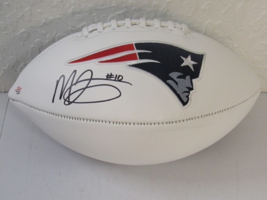 Mac Jones of the New England Patriots signed autographed logo football PAAS COA 594