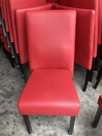 Red Leather High Back Parsons Style Dining Room Chairs. These Chairs although Elegant Dining Chairs