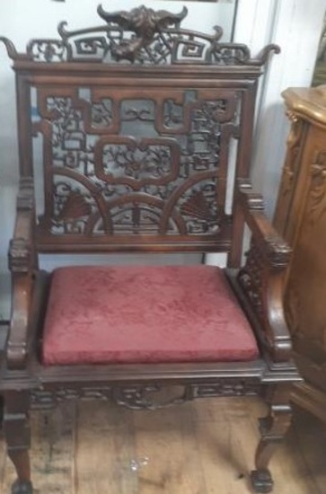 Antique Hand Carved Chinese Chair - amazing detail