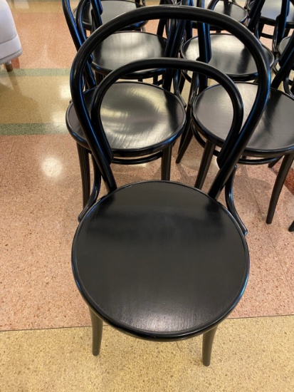 Black Wood Ice Cream Parlor Chairs with Black Vinyl Cushion