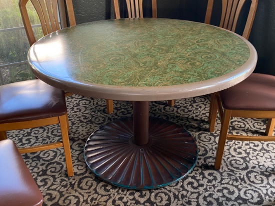 36â€ Round Wood Tables with Heavy Decorative Bases