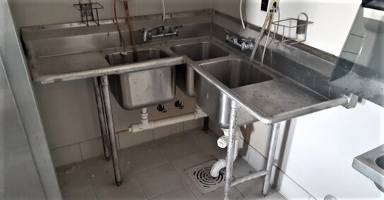 36 x 36 "L" shaped sink