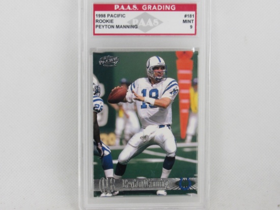 Peyton Manning Indianapolis Colts 1998 Pacific Rookie #181 graded PAAS Mint 9